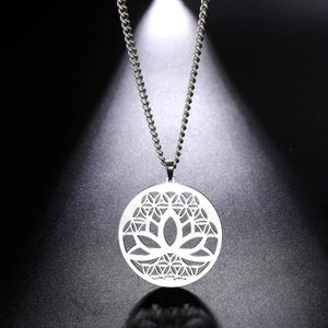 Collier Pendentif Fleur de Lotus Zen argent