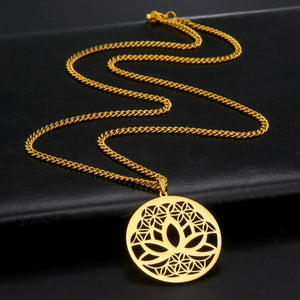 Collier Pendentif Fleur de Lotus Zen or