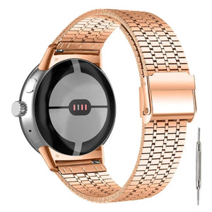 Bracelet en Acier Trempé Maillé Smartwatch Google Pixel Watch 1 & 2 or rose