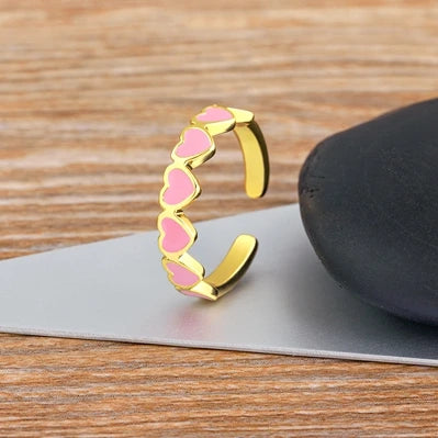 Bague 6 Coeurs Anneau Femme Or rose