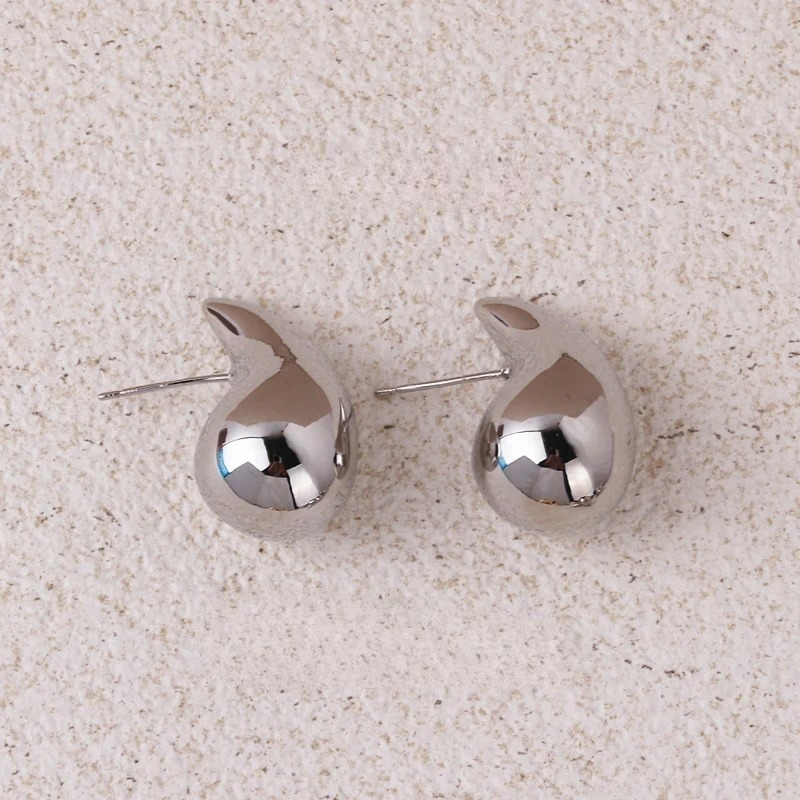 Boucles d'Oreilles Clou Goutte d'Eau argent
