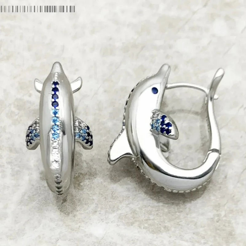 Orecchini Delfino Ag 925 Rodiato Con Zirconi | Orecchini Argento | My Orecchini Delfino Ag 925 Rodiato Con Zirconi | Orecchini Argento | My