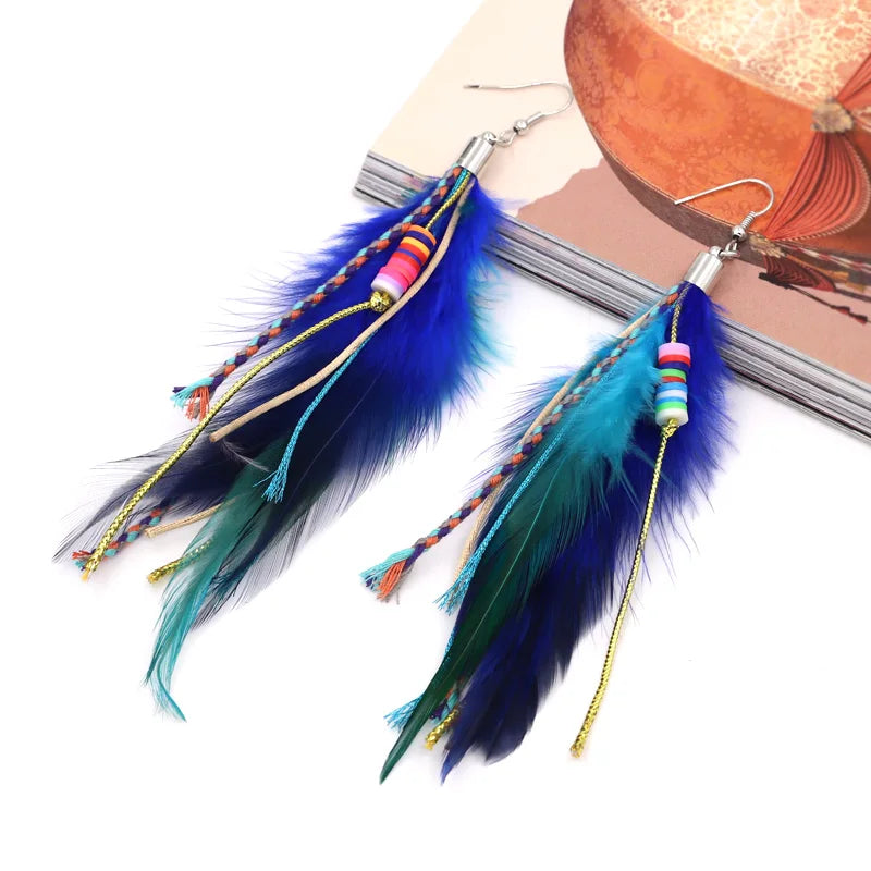 Boucles d'Oreilles Pendantes Plume 1