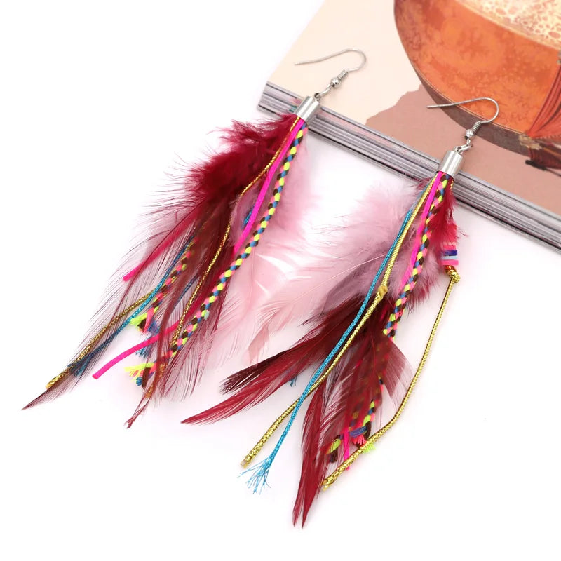 Boucles d'Oreilles Pendantes Plume 5