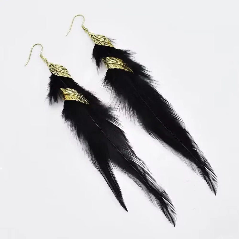 Boucles d'Oreilles Pendantes Stylées avec Plumes 3