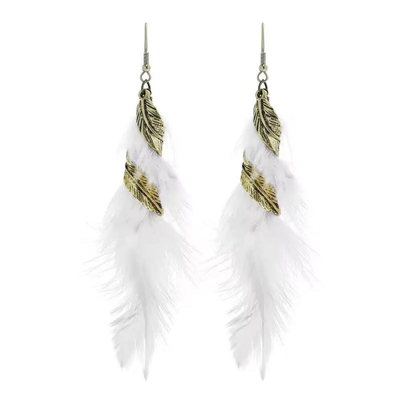 Boucles d'Oreilles Pendantes Stylées avec Plumes 2