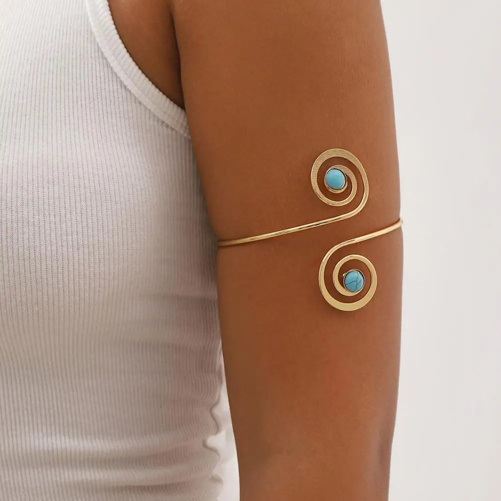 Beaupretty Set Di 2 Bracciali Rigidi A Spirale Da Braccio Per Donna | Polsini Serpente In Metallo Lucido, Aperti E Regolabili, Accessorio Moda Elegante