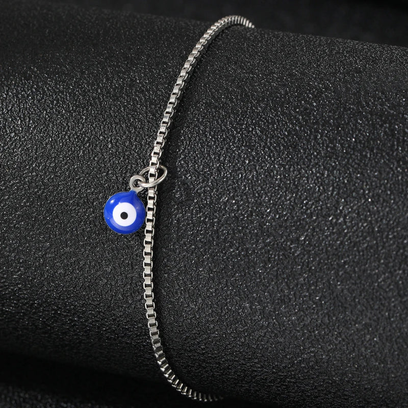 Bracelet de Cheville Oeil Bleu argent
