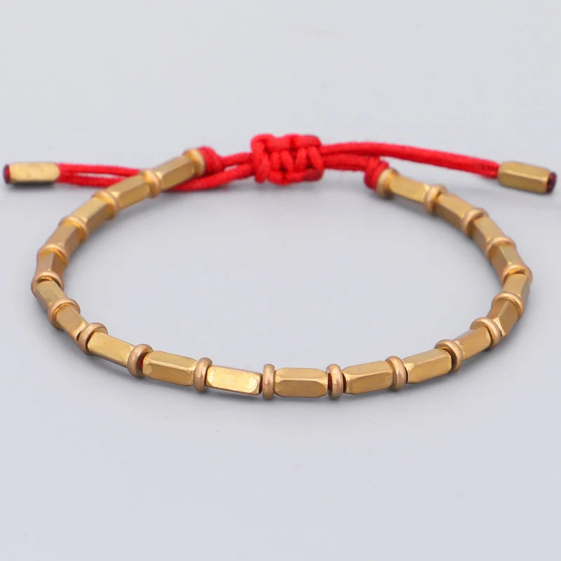 Bracelet Gourmette Vintage Bouddhiste Tibétain rouge