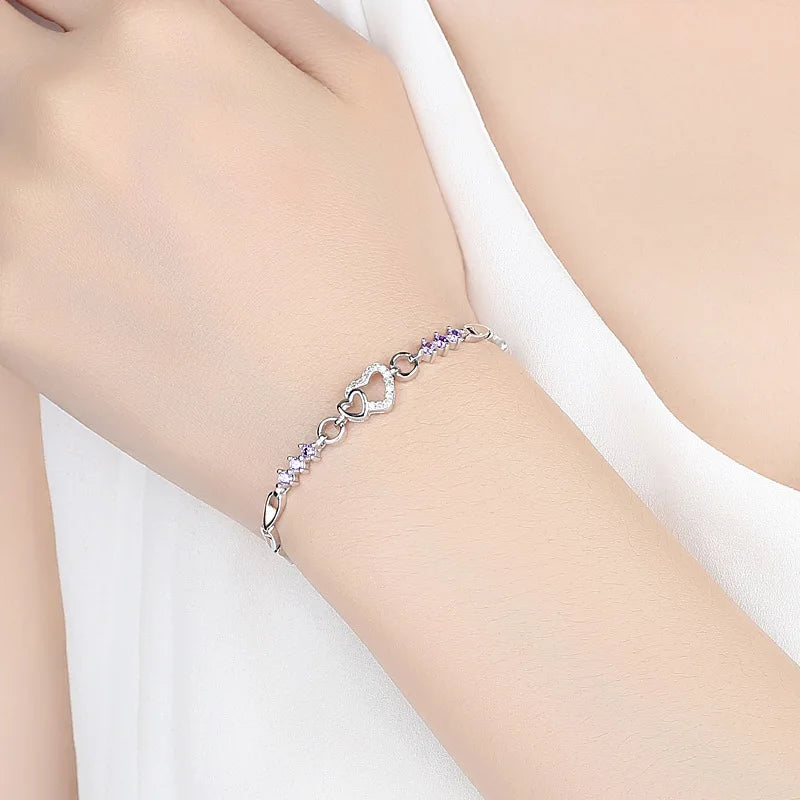 Bracelet élégant avec Coeur en Zircon blanc
