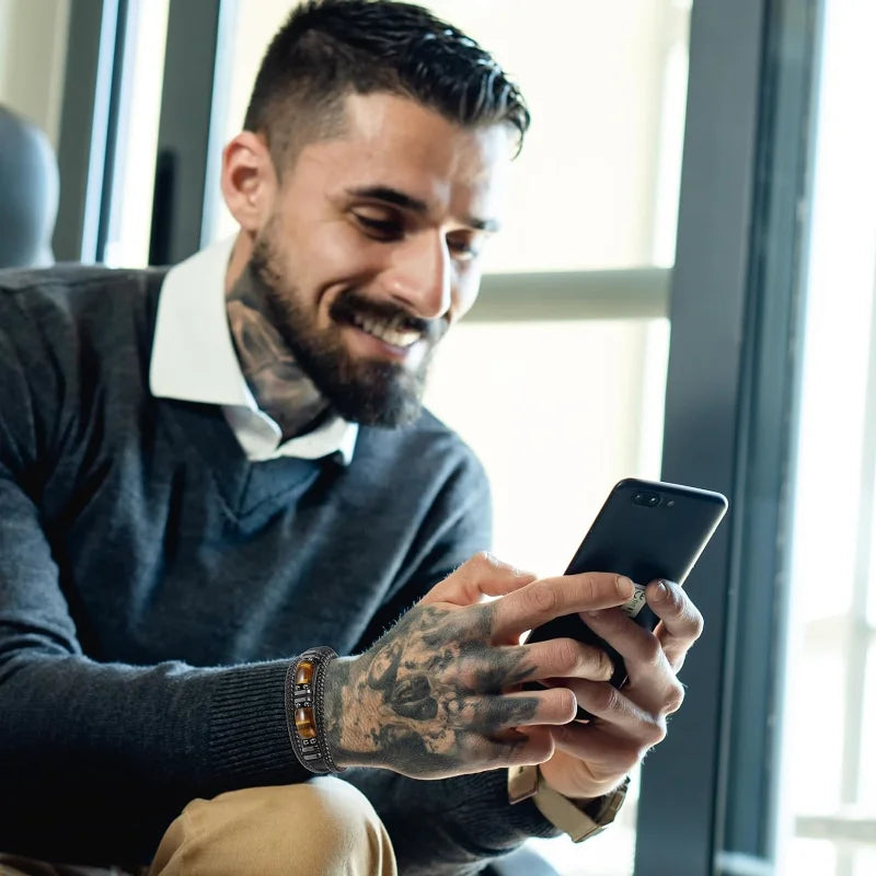 Bracelet en Cuir et Pierres Oeil de Tigre