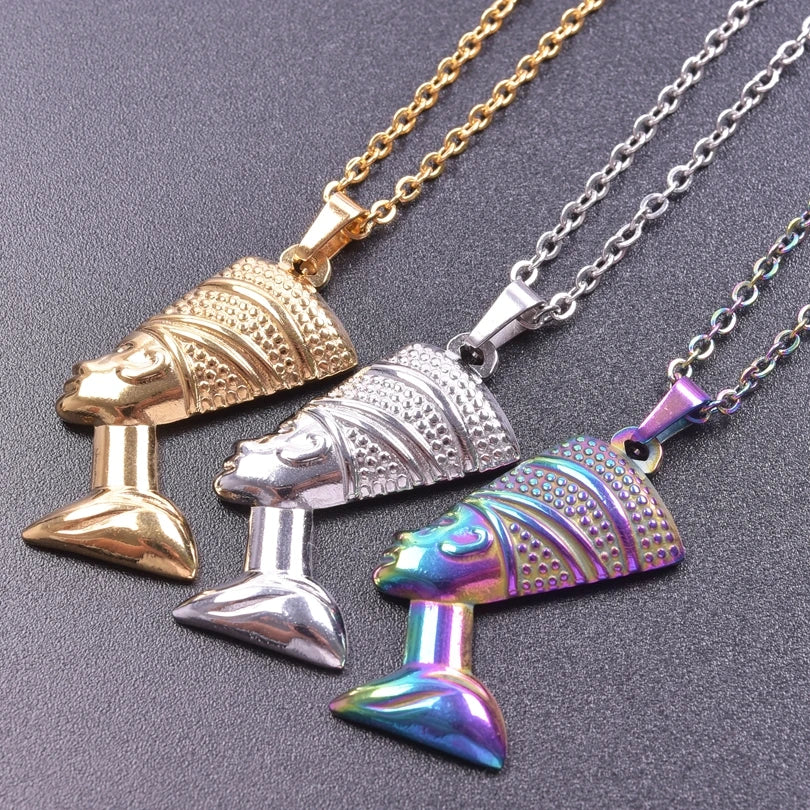Collier + pendentif, Nefertiti / Egypte, en argent massif