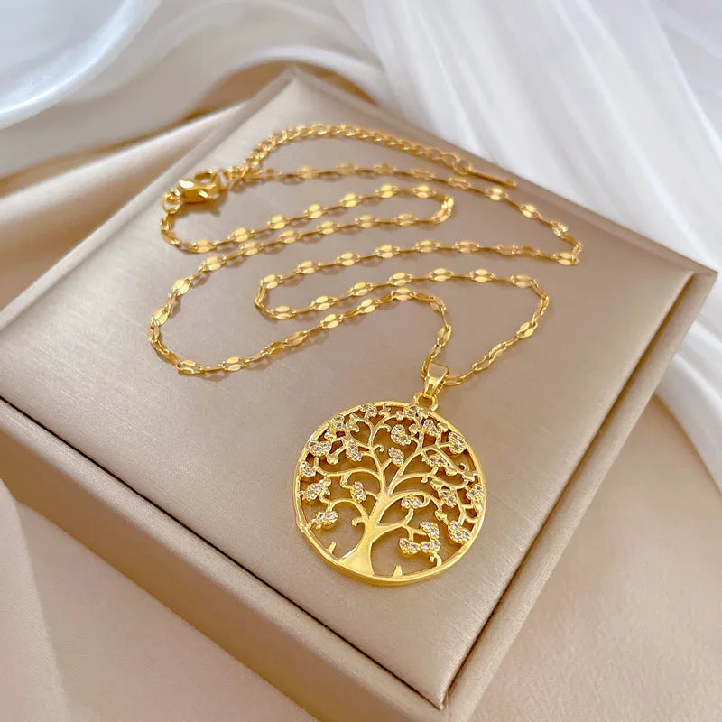 Collier Arbre de Vie – Doré & Strass main image 0