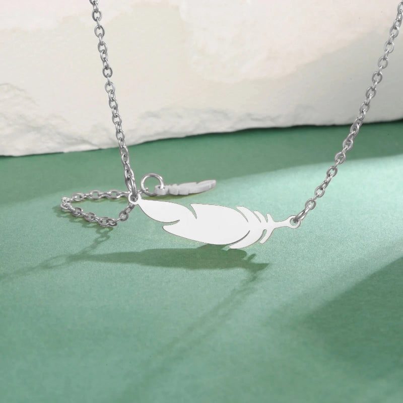 Collier Pendentif Fine Plume style b argent
