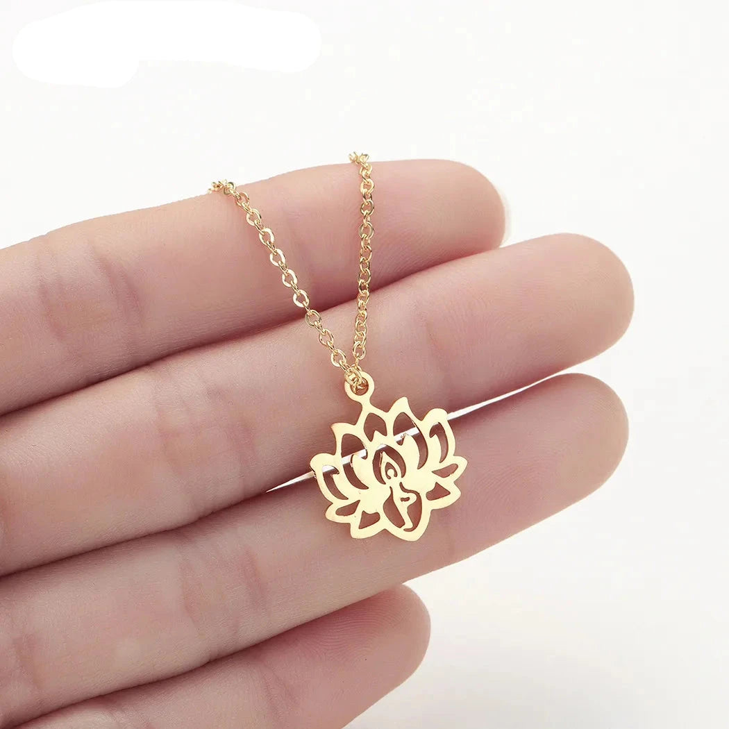Collier Personnalisable Fleur De Lotus Ou Rose Avec Perles - Neuf, Longueur Réglable, Couleur Au Choix