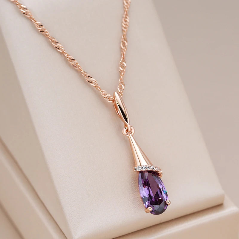 *Collier Pendentif Goutte d'Eau -Acier Doré ou Argenté au choix