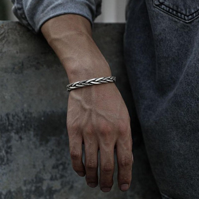 Bracelet Gourmette Torsadé En Argent Massif 925 Pour Homme - Qualité Premium - Neuf Avec étiquettes