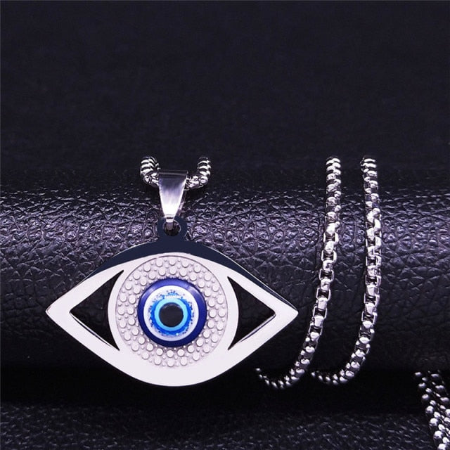 Necklace with Blue Greek Turkish Evil Eye Protection Pendant – Mati Ma