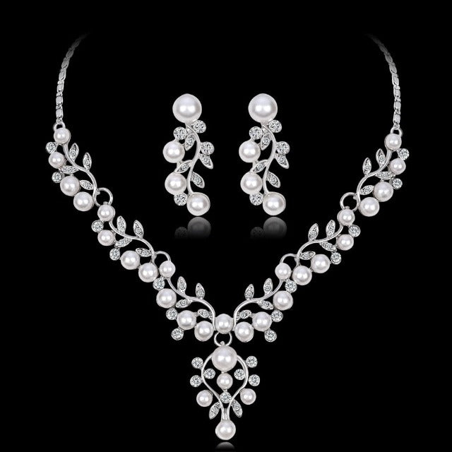 Bijoux Mariage Collier Perles Simulées Daimay - Ras-de-cou Avec Boucles D'oreilles Pour Occasions Spéciales Bijoux Fantaisie Blanc