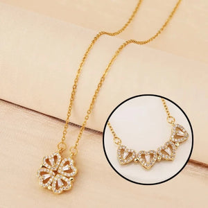 Collier Pendentif Trèfle Cœur avec Boîte Cadeau