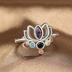 Bague Fleur de Lotus 7 Chakras Femme argent