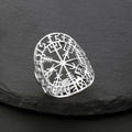 Vegvisir-Ring Wikinger Runenkompass Silber