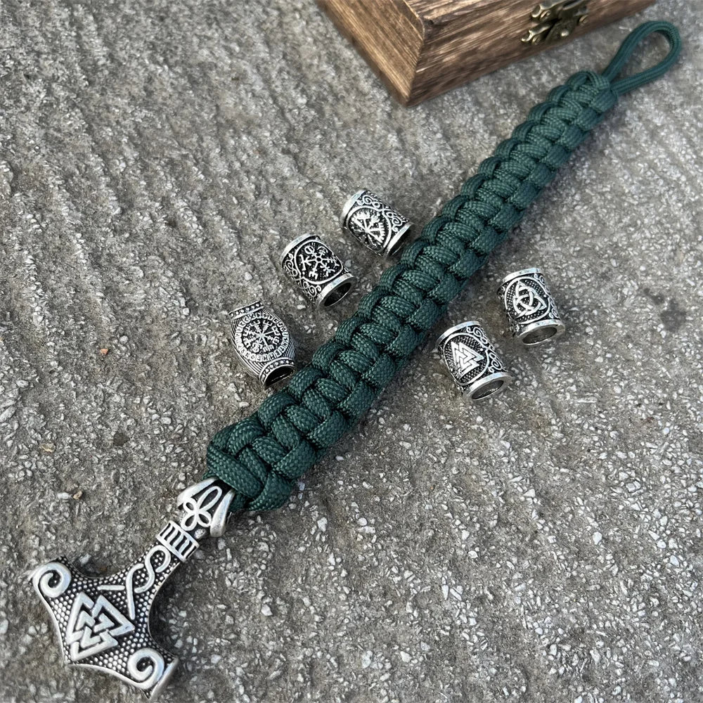 Bracelet Mjolnir - Marteau Thor Hammer Viking vert 3 