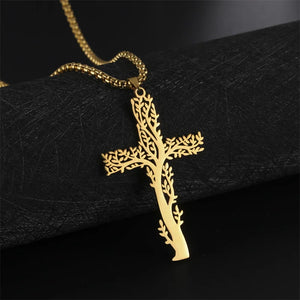 Collier Arbre de Vie Pendentif Croix or