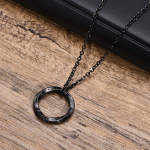 Collier Viking Pendentif Runique Rond noir