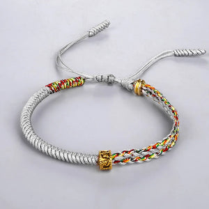 Bracelet Gourmette Tressé Bouddhiste Tibétain gris