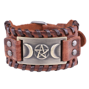 Bracelet Triple Lune en Cuir Sorcellerie Wiccan 10