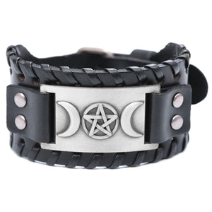 Bracelet Triple Lune en Cuir Sorcellerie Wiccan 6