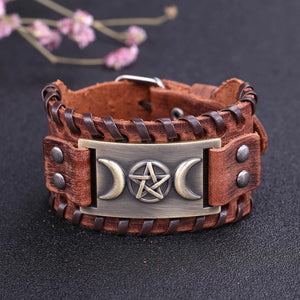 Bracelet Triple Lune en Cuir Sorcellerie Wiccan 10