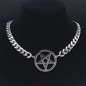 Collier Ras-De-Cou Pendentif Pentacle Sorcellerie Wiccan