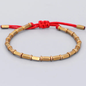 Bracelet Gourmette Vintage Bouddhiste Tibétain rouge