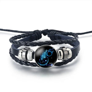 Bracelet Cuir Signe du Zodiaque 12 Constellations verseau