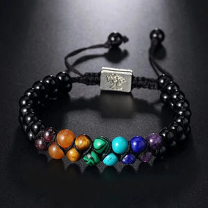 Bracelet Pierre 7 Chakras Arbre de Vie Noir