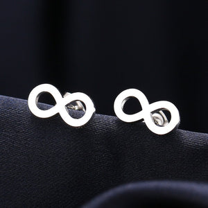 Boucles D'Oreilles Symbole Infini Clou Femme argent