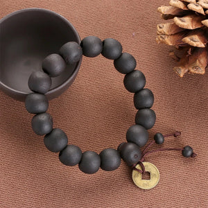 Bracelet Gourmette Bouddhiste en Pierres Noires