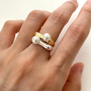 Bague Anneau Pour Femme avec Perle Blanche