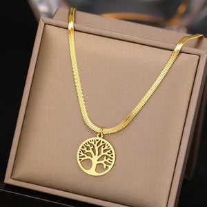 Collier & Pendentif Arbre de Vie - Chaine & Médaillon Femme Arbre de Vie or