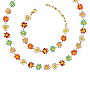 Collier Ras de Cou avec Pendentif Fleurs de Marguerite