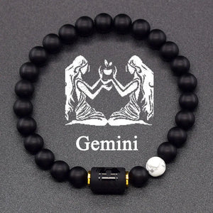 Bracelet Noir Signe du Zodiaque Astro Noir 12 Constellations gémeaux