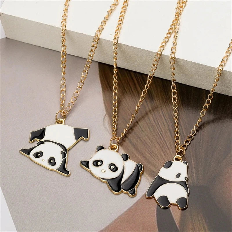 Colliers Panda Pendentif Or pack de 3