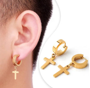 Boucles D'Oreilles Croix Homme Femme