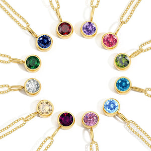 Gold &amp; Silver Birthstone Pendant Necklace