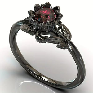 Bague Anneau Fleur Noire