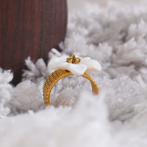 Bague Anneau Fleur Blanche