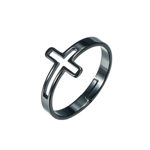 Bague Croix Discrète noir