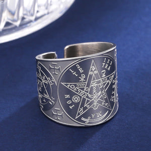 Bague Pentagrame Tetragramme Witchcraft Sorcellerie argenrt